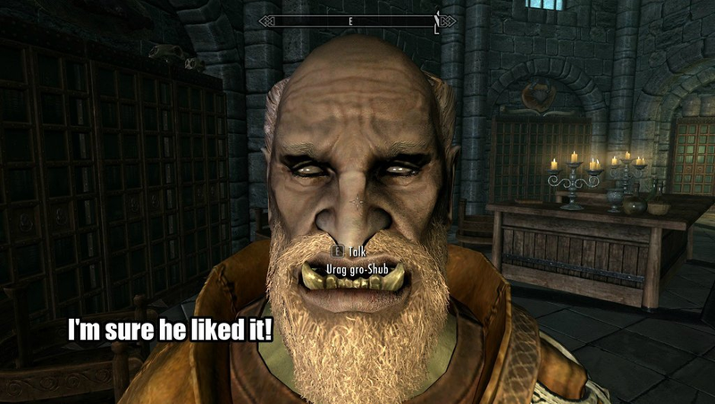 Illustration for article titled Okay, Maybe The High King of Skyrim Can Be A Nice Guy. Sorta.